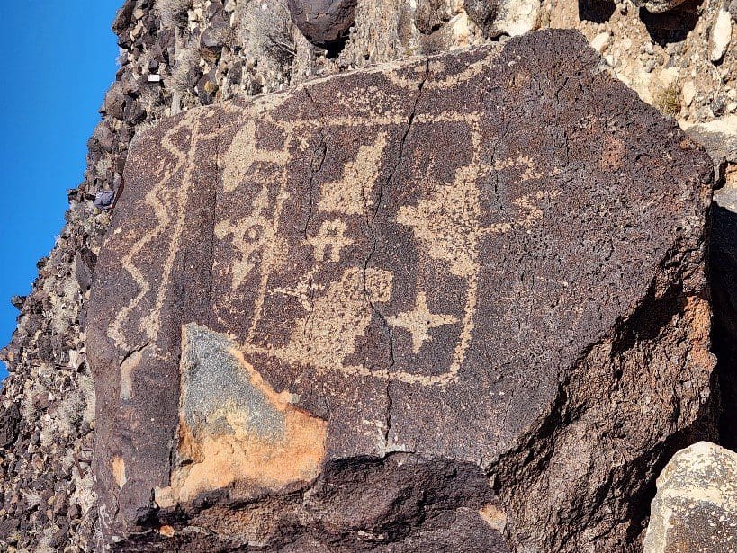 Petroglyph panel on Mesa Point Trail Boca Negra Canyon Trail