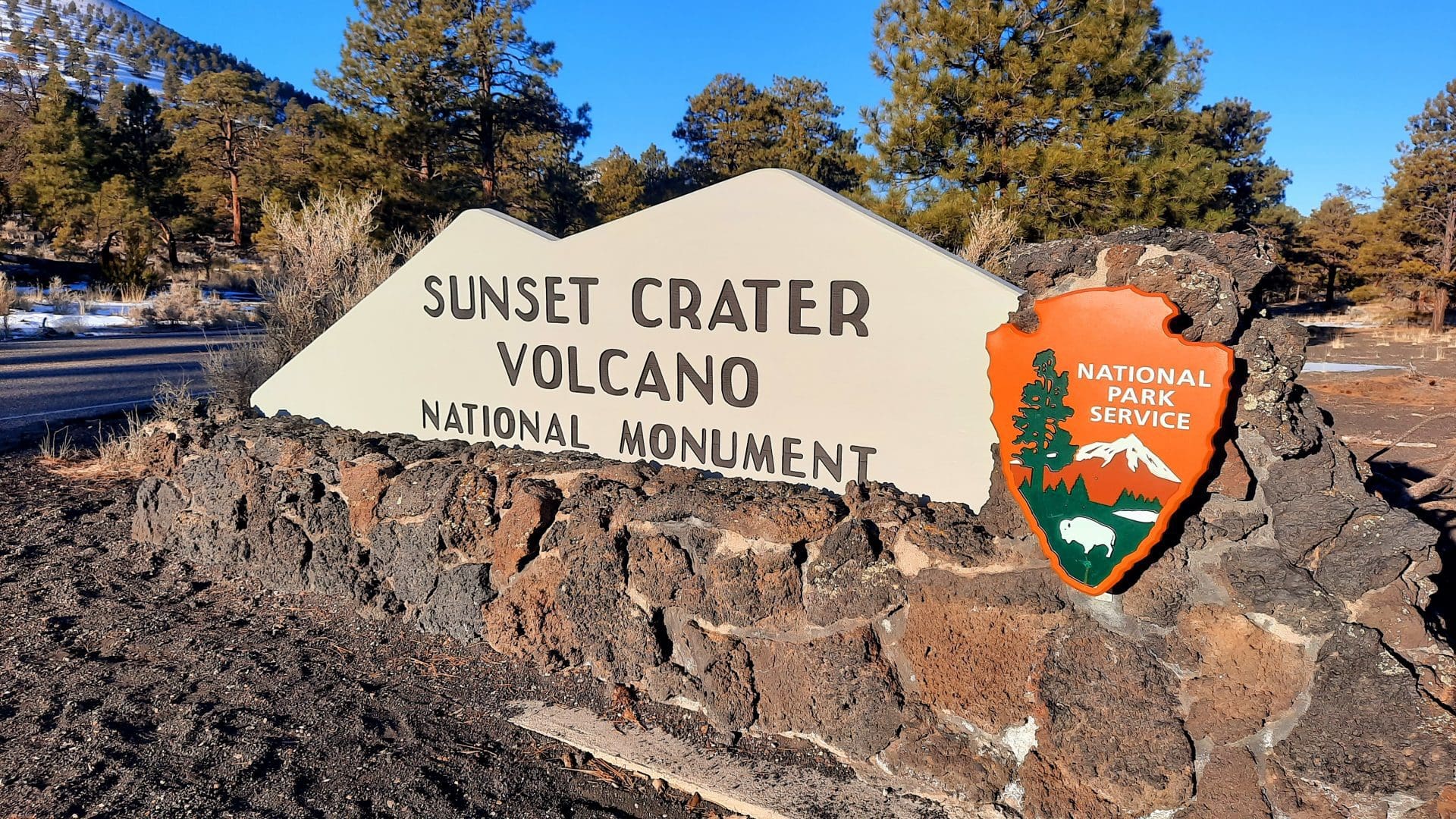 Sunset Crater Volcano sign National Park Service