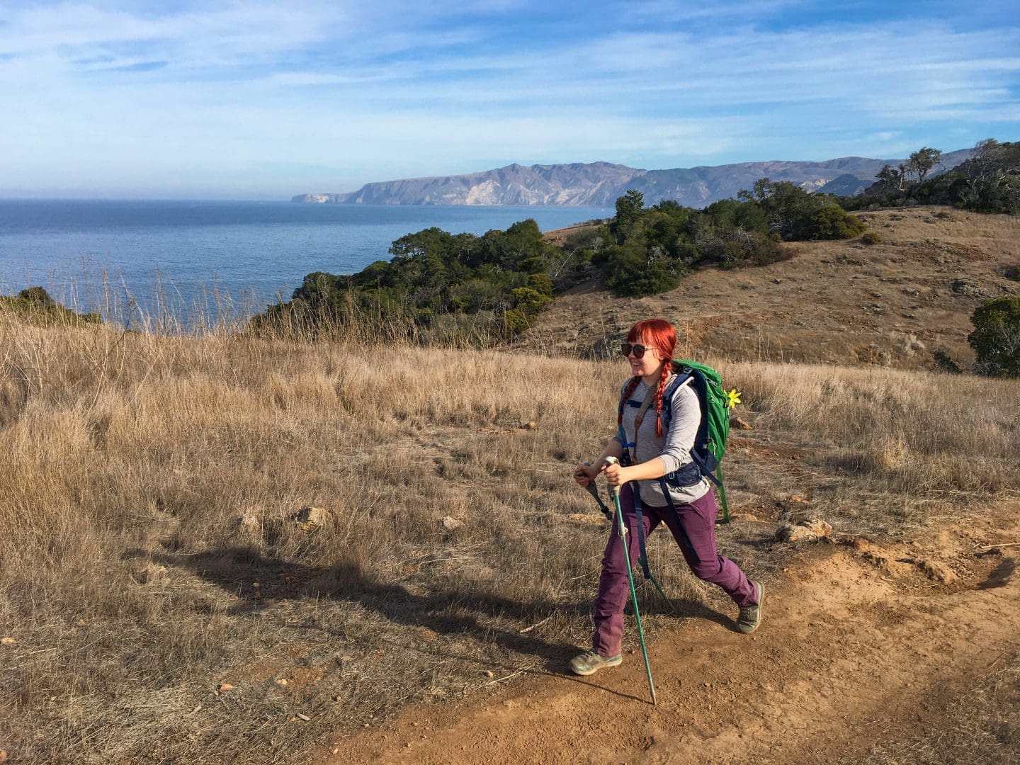 Hiker on Santa Cruz Island at Channel Islands National Park