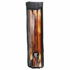 Smokey bear hiking stick superimposed on snowy mountains near Las Vegas