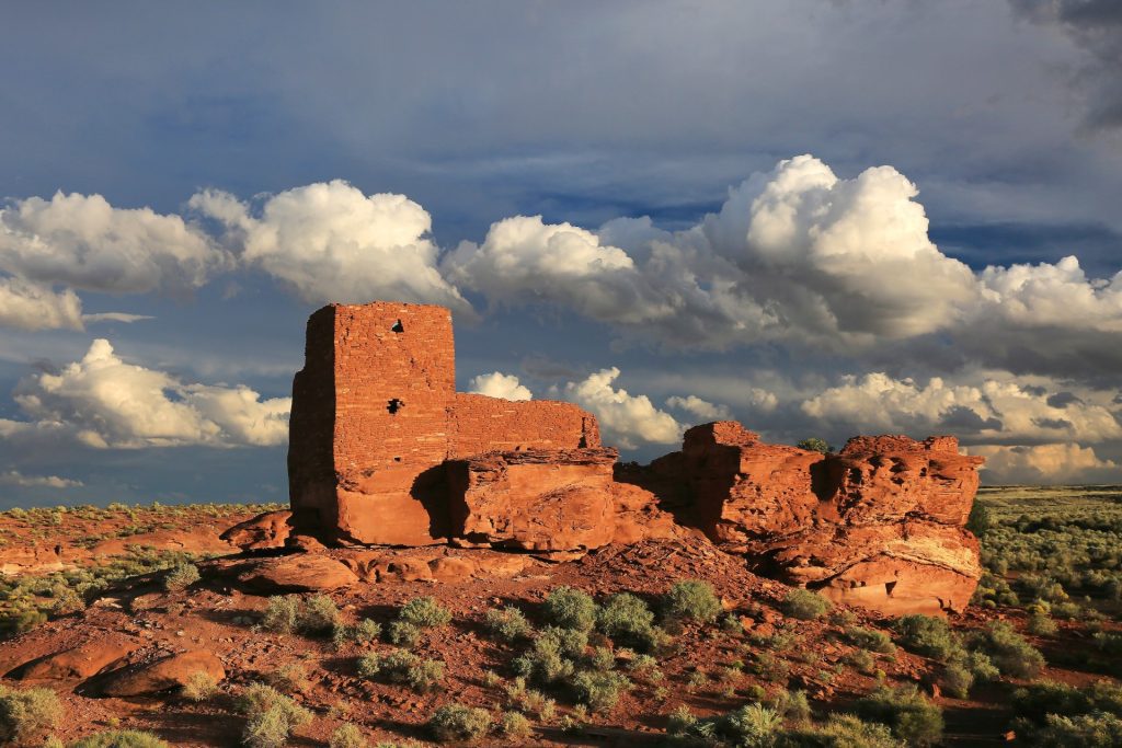 Wukoki Pueblo rises from the grassy plains north of Flagstaff in Wupatki National Monument.
