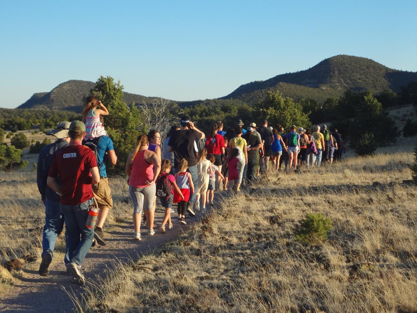 Group hikes an El Malpais trail
