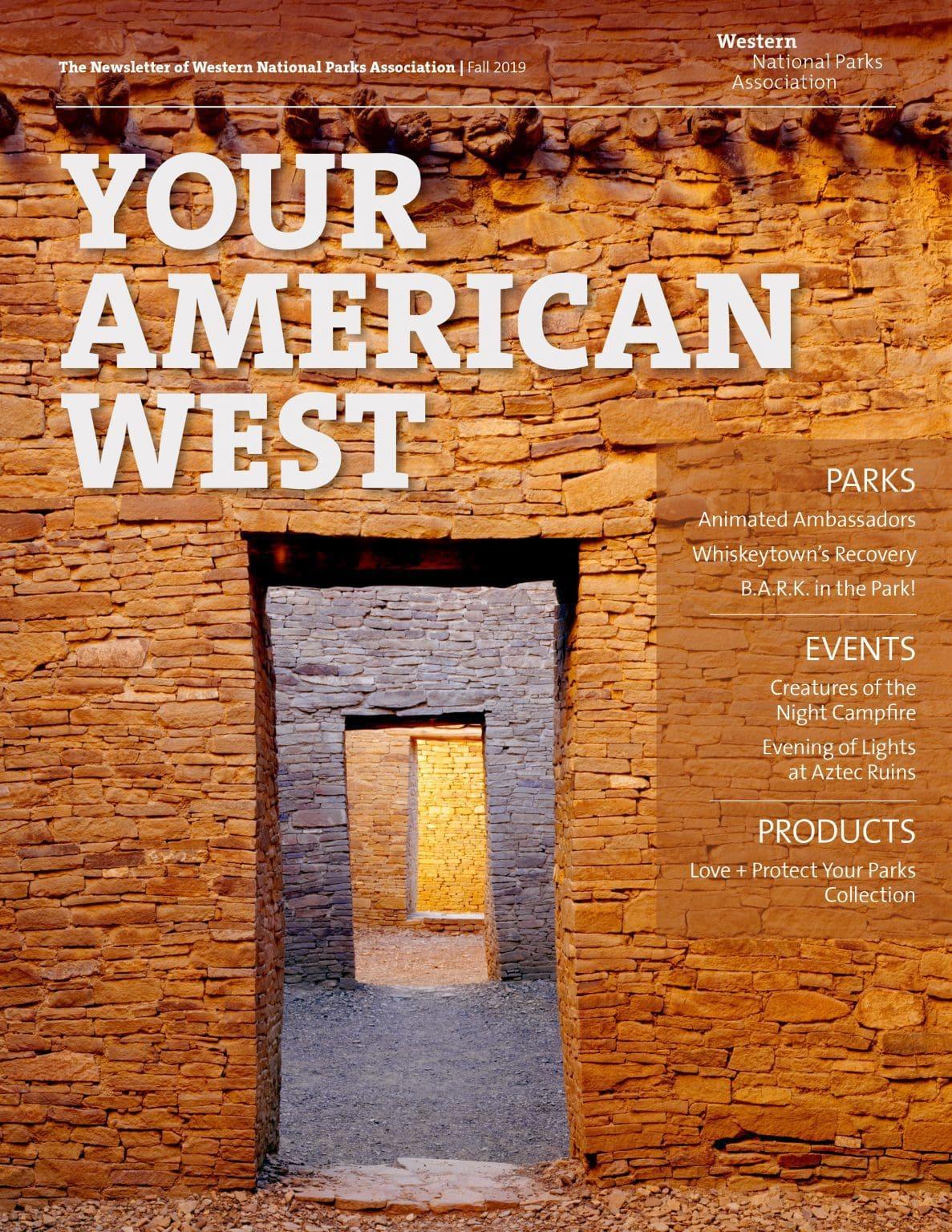 Magazine cover with stone archways in perspective, titled "Your American West."