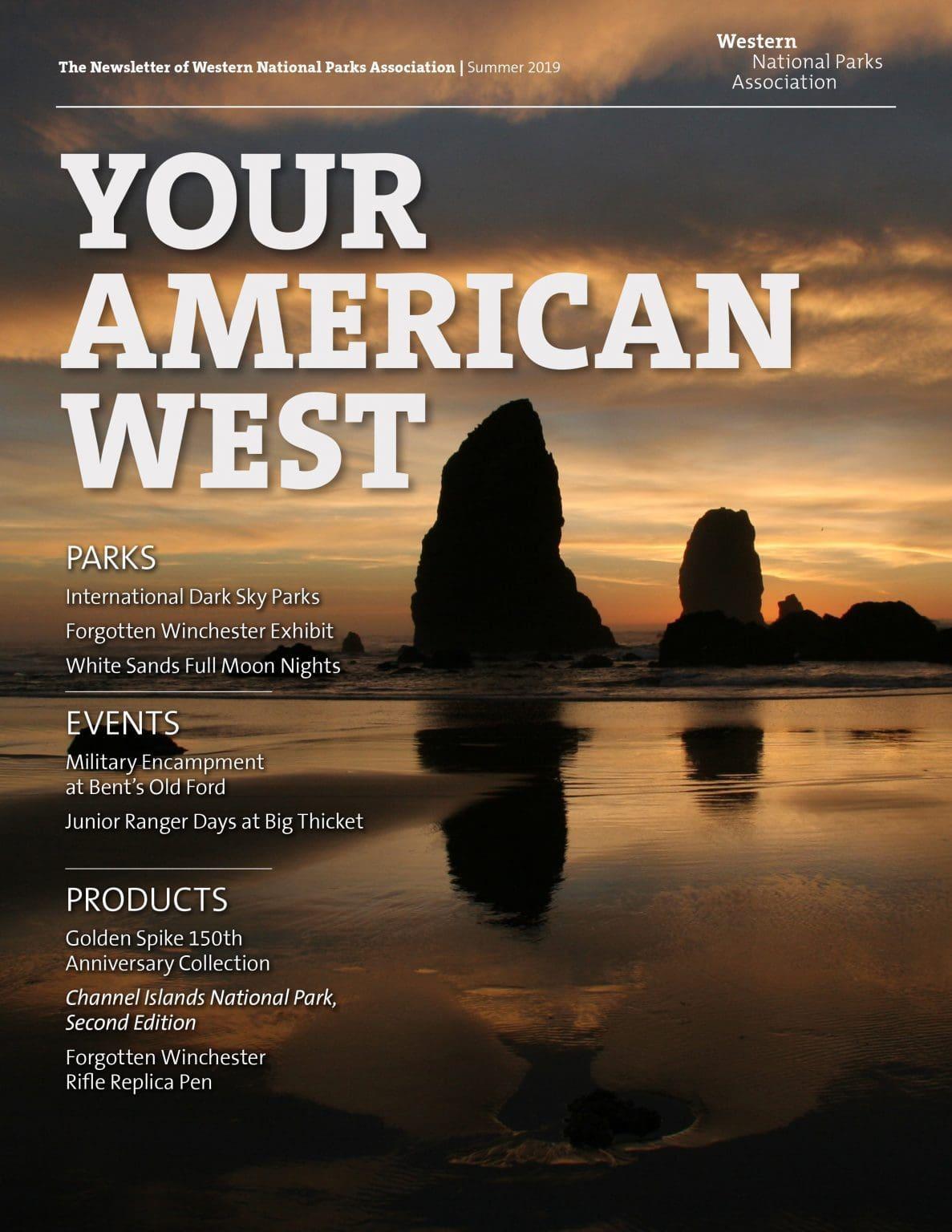 Seaside sunset with large rock formations silhouetted against the sky.