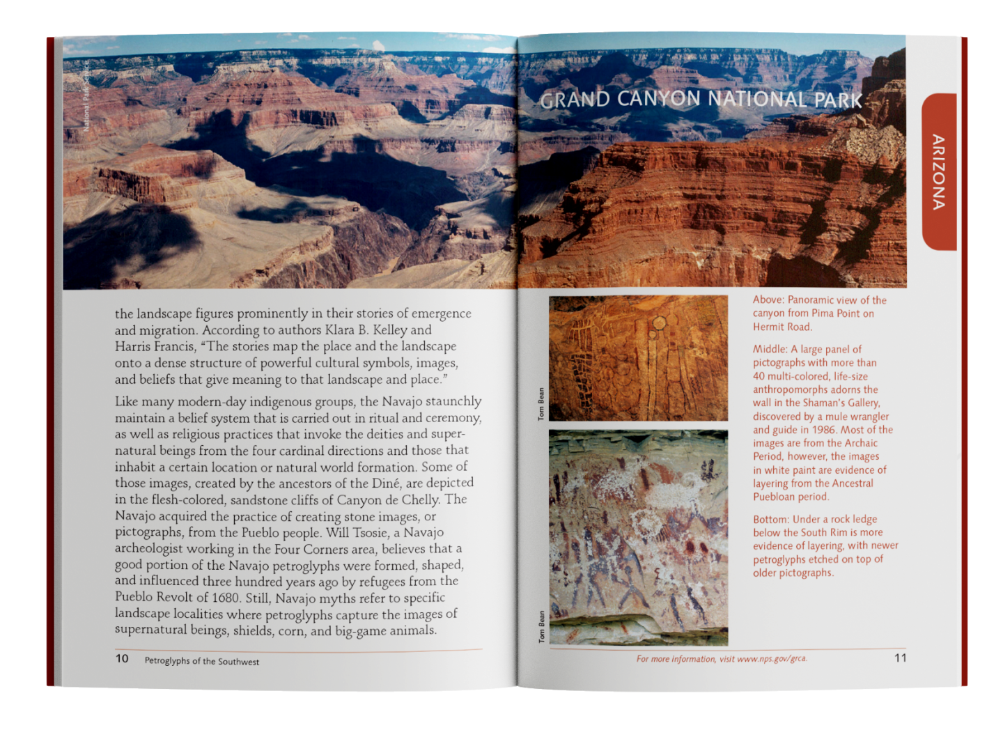 Open magazine with Grand Canyon photos and text on its pages.