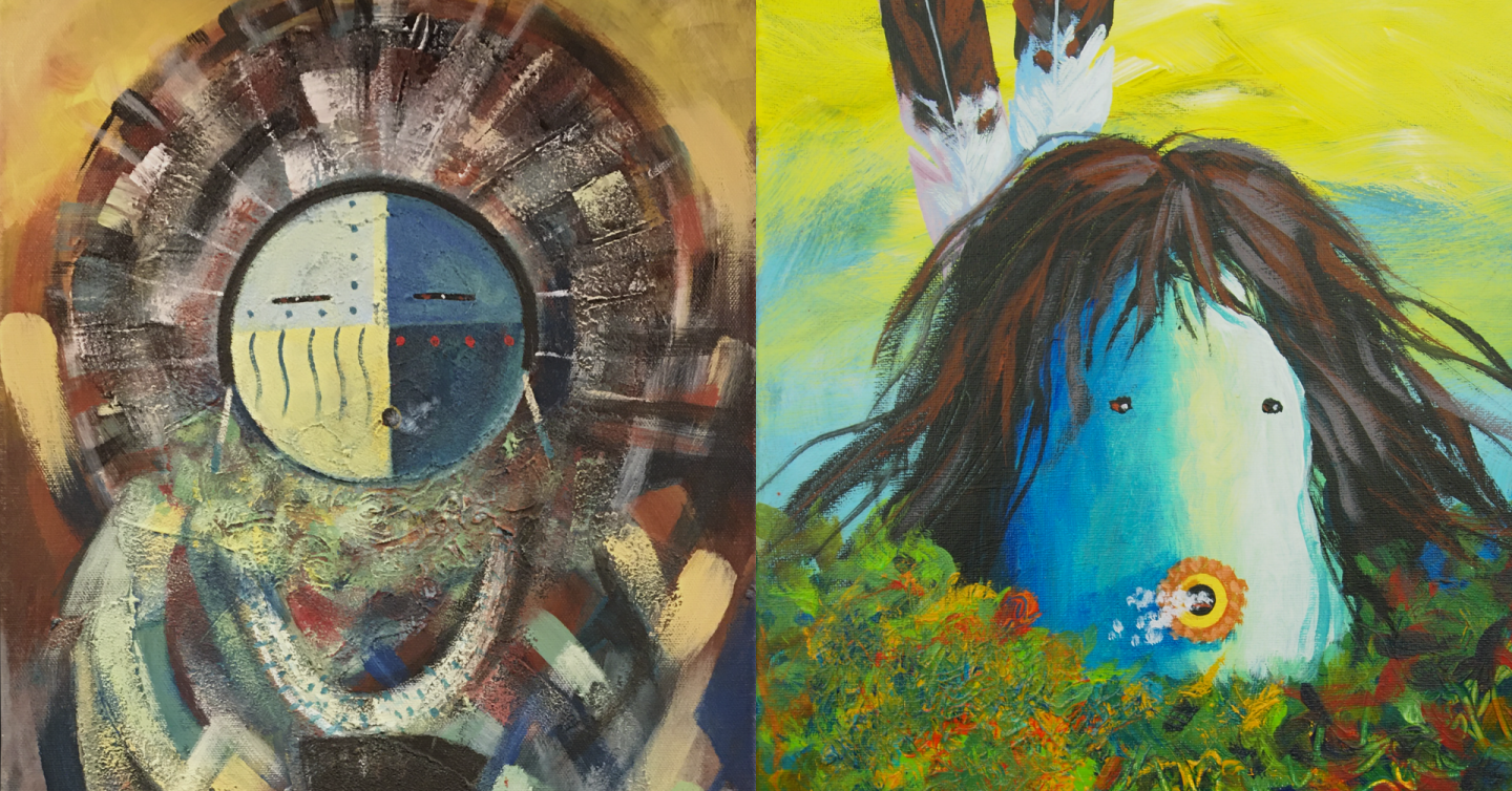 Abstract art with colorful circular patterns and expressive brushstrokes.