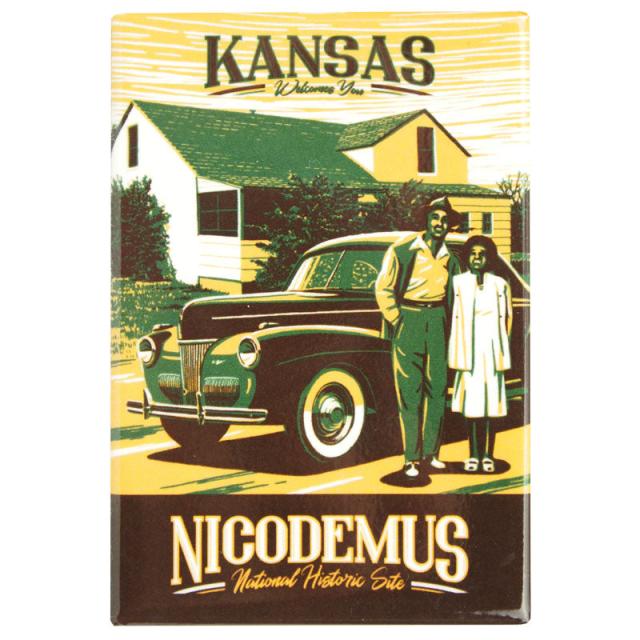 Nicodemus National Historic Site Magnet - Retro Car image