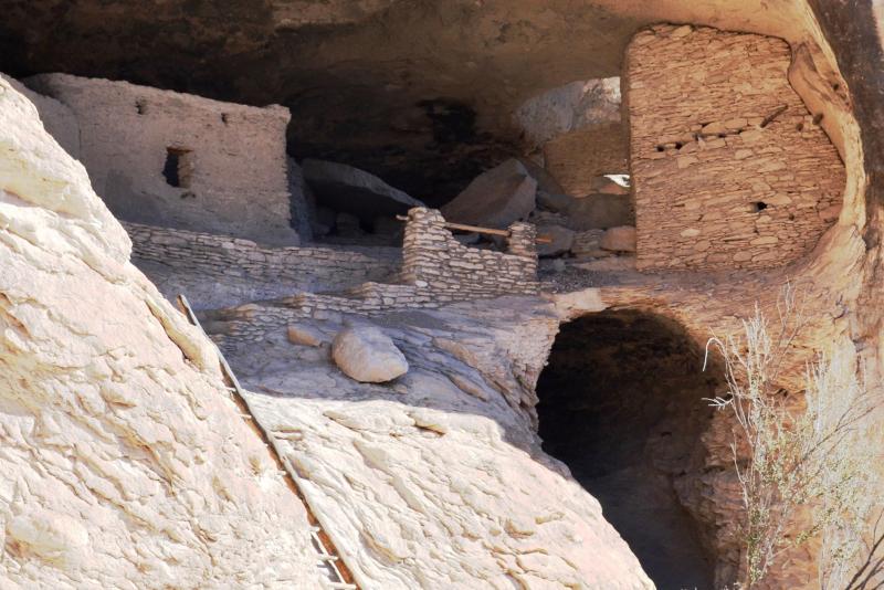 stacked stone houses set in an alcove