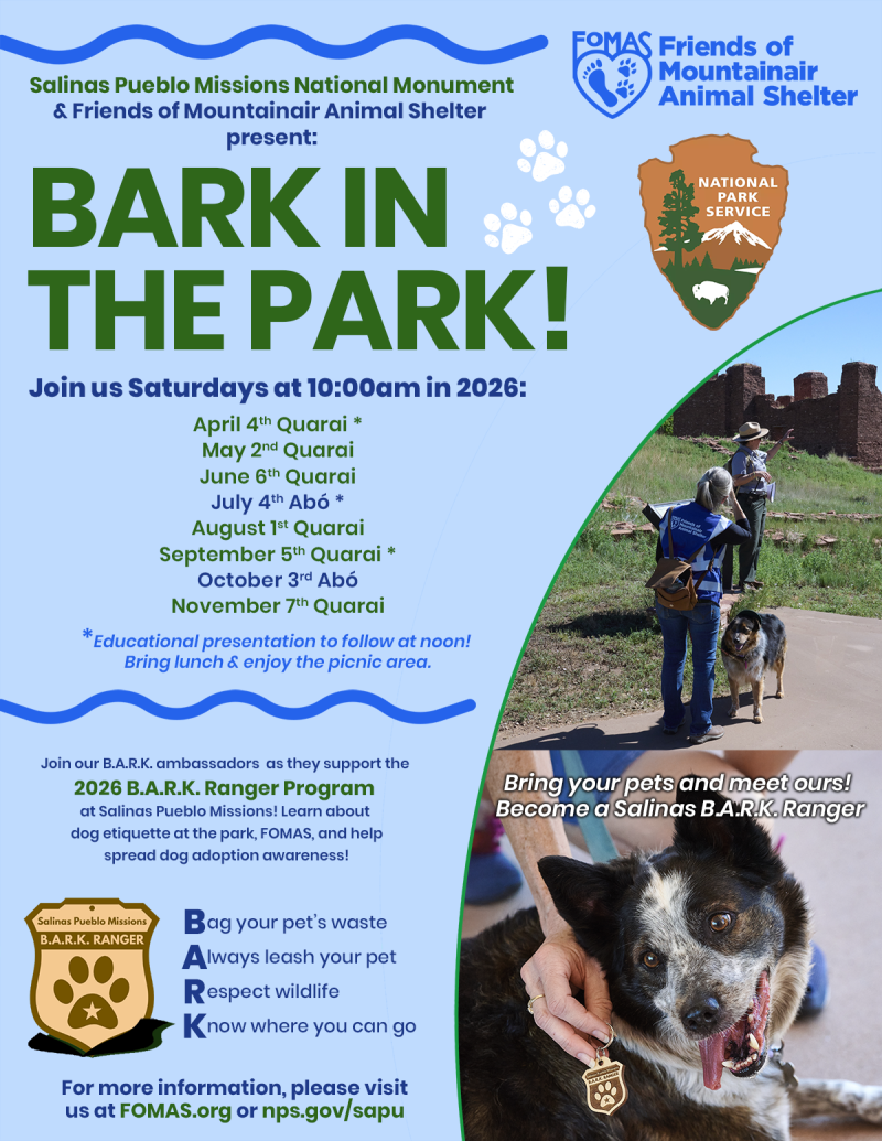A blue event flyer with dates and times. Dogs and people are included in the background.