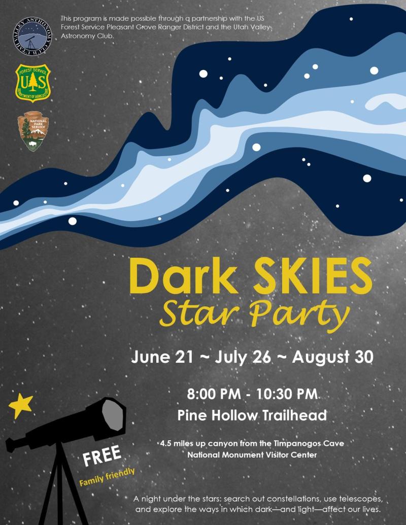 A poster for the Dark Skies Star Parties happening in 2025.