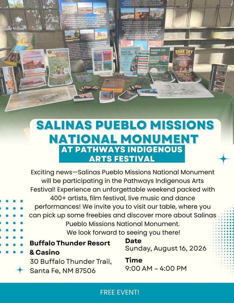 A flyer with dates and times, and a table with information in the background.