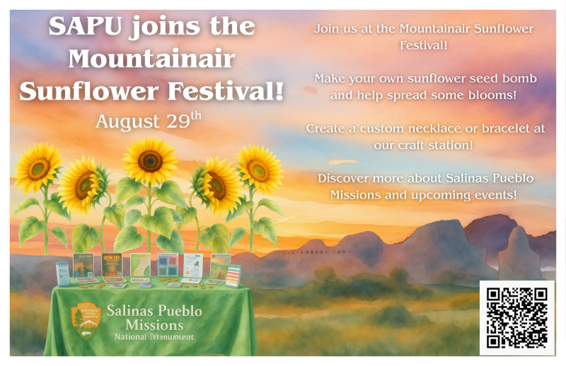 A colorful flyer with information for the 2026 Mountainair Sunflower Festival.