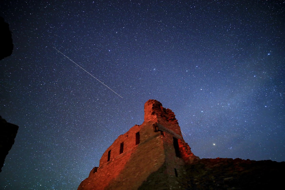 Salinas Pueblo Missions National Monument with the night sky
